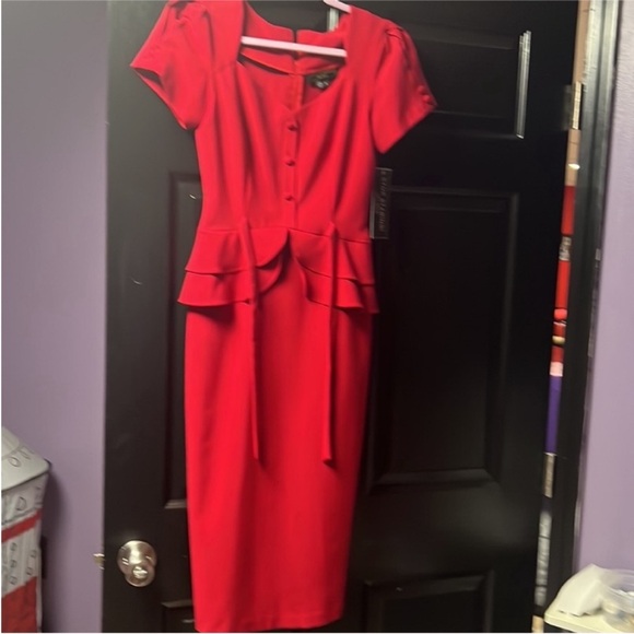 🆕 Stop Staring “Faith” vintage inspired pinup retro peplum midi dress. - Picture 9 of 14